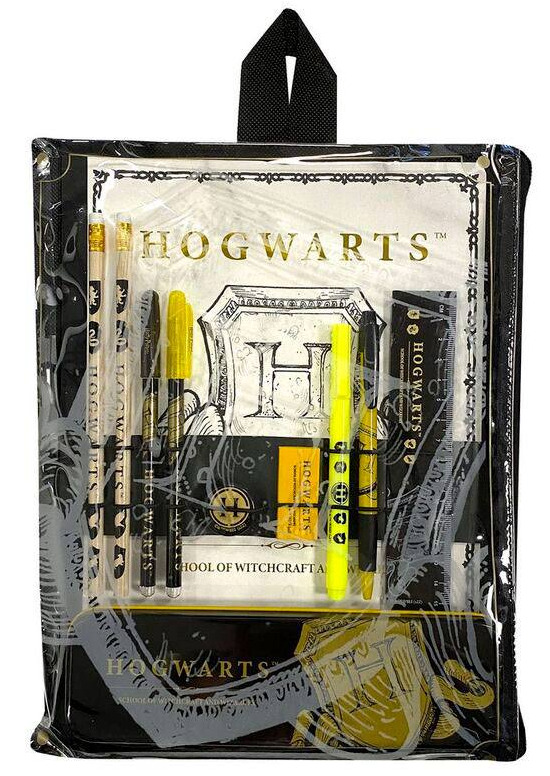 Darčekový set Harry Potter - písacie potreby (peračník, pero, ceruzka, guma, pravítko, strúhadlo, zápisník)
