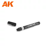 Barvící fix AK - Chrome metallic liquid marker (stříbrná)