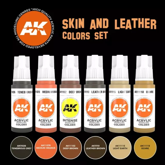 Barvicí sada AK - Skin and leather colors set