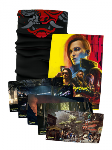 DÁREK: Cyberpunk 2077 - Ultimate Edition - Bandana, plakát, 5x litografie