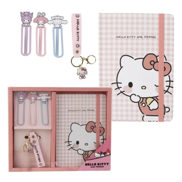 Dárkový set Sanrio - Hello Kitty (zápisník, klíčenka, záložky)