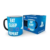 Hrnek PlayStation - Eat Sleep Repeat (měnící se)