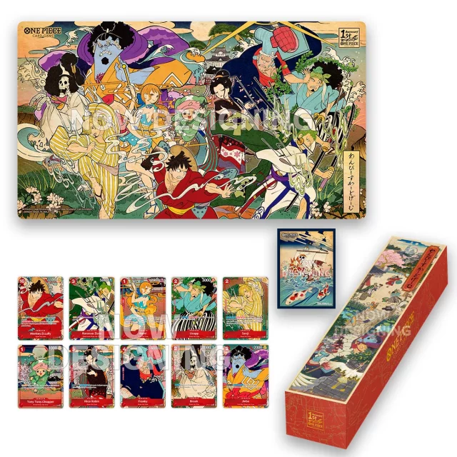 Karetní hra One Piece TCG - 1st Anniversary Set (karty, podložka, krabička, obaly)