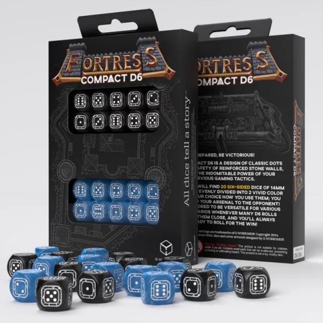 Kostky Fortress Compact - Black & Blue (20 ks)