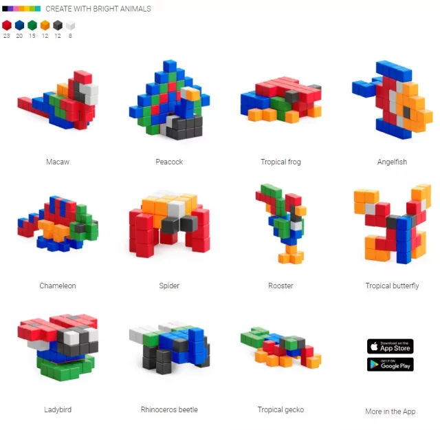 Magnetická stavebnice PIXIO - Bright Animals (Story Series)