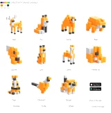 Magnetická stavebnice PIXIO Orange Animals (Story Series)