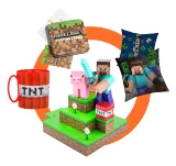 Minecraft MEGA Bundle - Lampička, polštář, hrnek, hrací karty