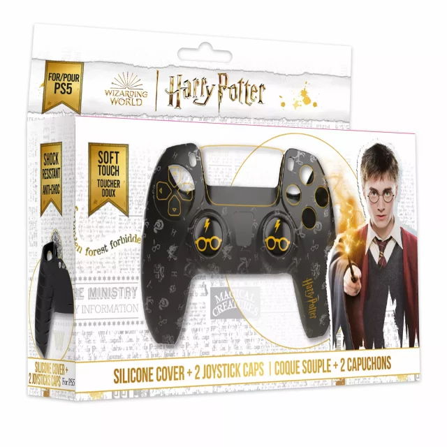 Ochranná sada na DualSense Harry Potter - Logo (Silikonový obal + čepičky na páčky)