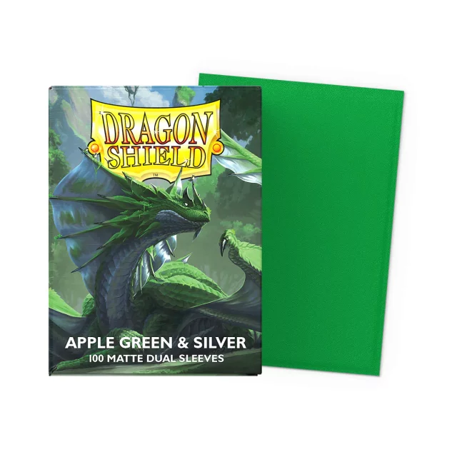 Ochranné obaly na karty Dragon Shield - Matte Dual Sleeves Apple Green & Silver (100 ks)