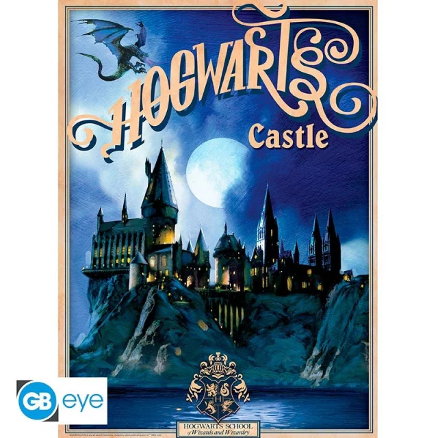 Plakát Harry Potter - Retro Hogwarts Castle & Diagon Alley (sada 2 ks)