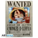 Plechová cedule One Piece - Luffy Wanted