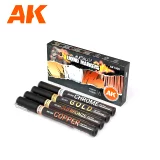 Sada barvících fixů AK - Metallic liquid markers