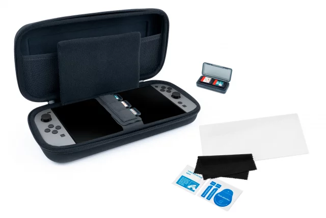 Sada příslušenství  pro Nintendo Switch - Switchpack 5 Black (cestovní pouzdro, ochranné sklo, pouzdro na herní karty)