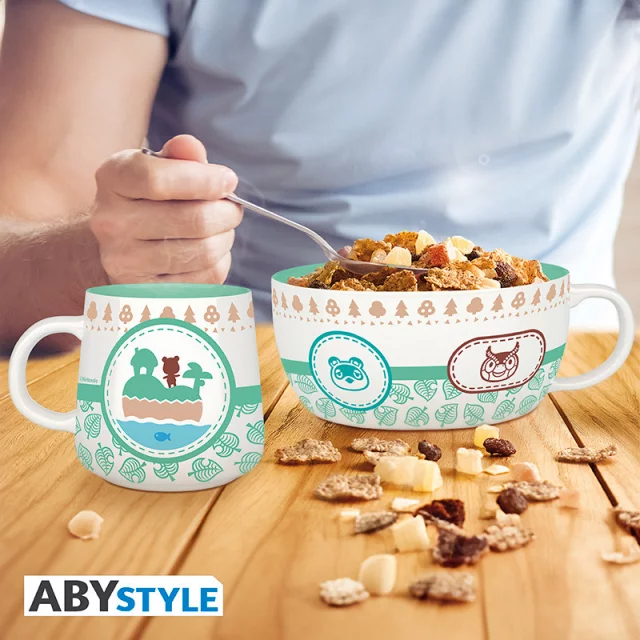 Snídaňový set Animal Crossing - Breakfast (miska, hrnek)