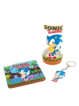 Výhodný set Sonic - sklenice, hrnek, podtácek, klíčenka a ponožky