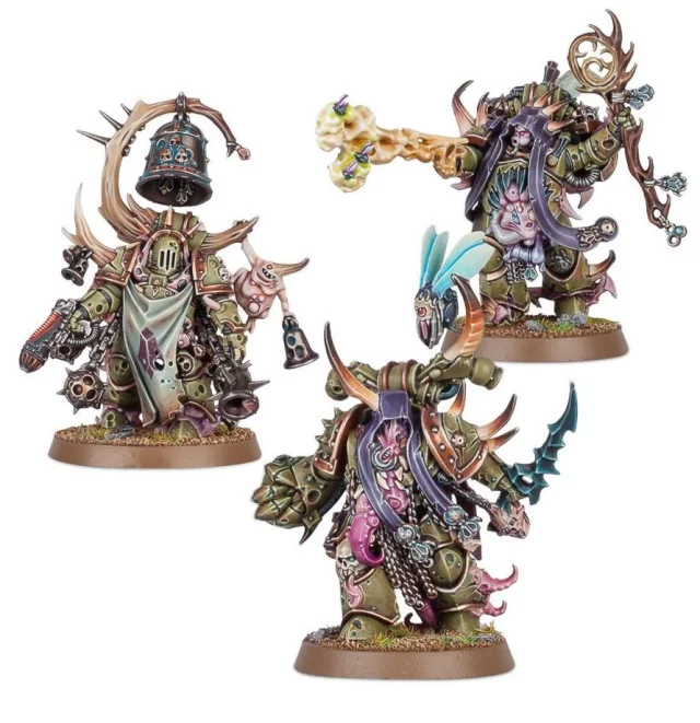 W40k: Death Guard - Malignant Plaguecaster, Noxious Blightbringer & Plague Marine Champion (3 figurky)