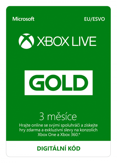 Zlaté členství Xbox Live Gold - 3 měsíce (Evropa) (XONE DIGITAL) (XONE)