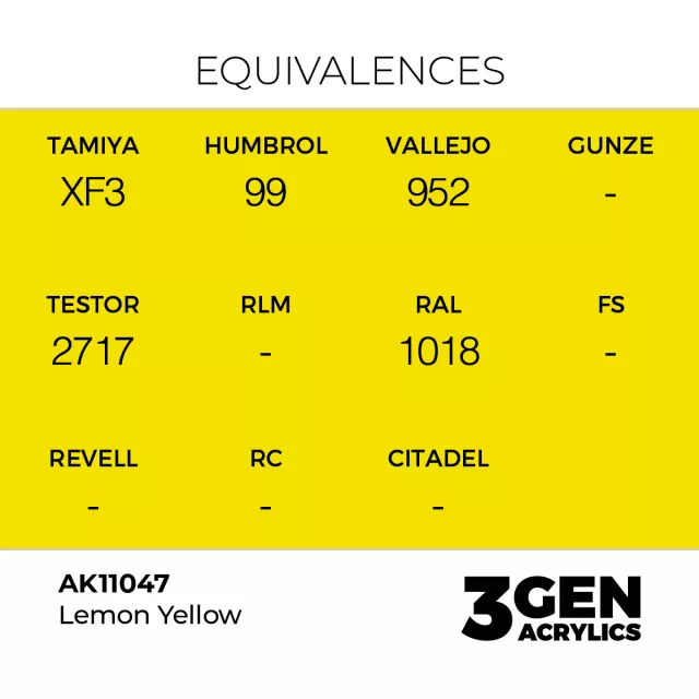 AK 3Gen (Lemon Yellow - Acrylic) - základní barva, citrónově žlutá