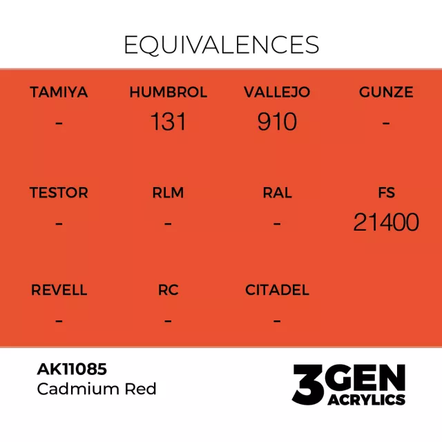 AK 3Gen (Cadmium Red - Acrylic) - základní barva, kadmiová červená