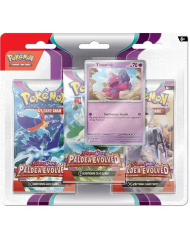 Karetní hra Pokémon TCG: Scarlet & Violet - Paldea Evolved 3-Pack Blister booster (Tinkatink)