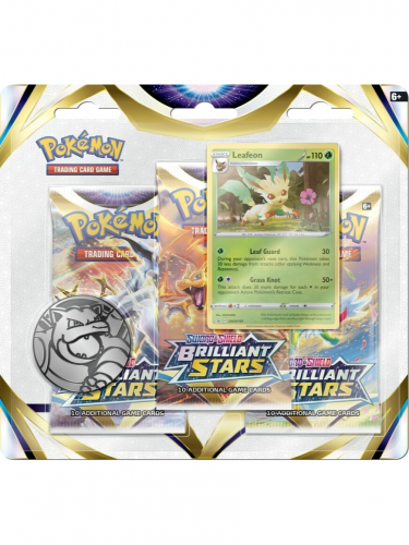Karetní hra Pokémon TCG: Sword & Shield Brilliant Stars - 3-Pack Blister booster (Leafeon)