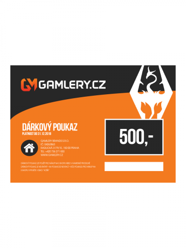 zrušeno Dárkový poukaz Gamlery - 500 Kč