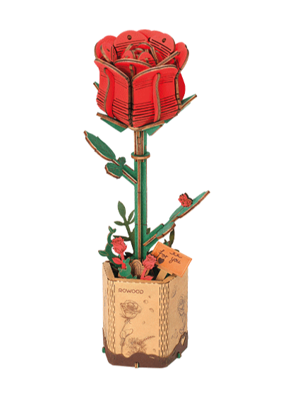 Robotime Stavebnice - Červená růže (dřevěná)