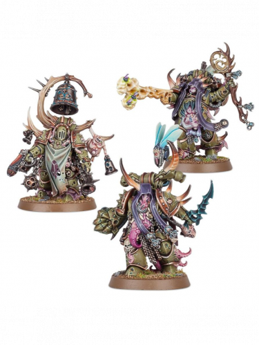 W40k: Death Guard - Malignant Plaguecaster, Noxious Blightbringer & Plague Marine Champion (3 figurky)
