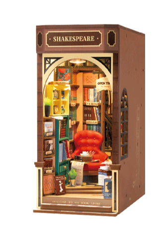 Robotime Stavebnice - zarážka na knihy Bookstore (dřevěná)