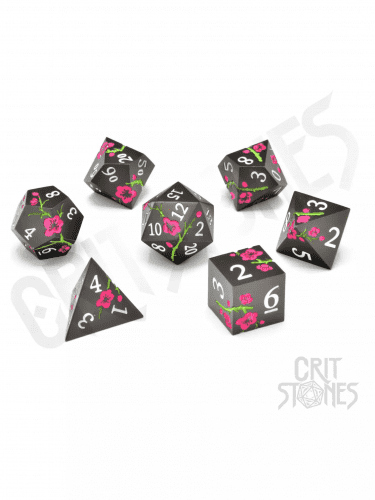 Kostky Nighttime Blossom Metal - RPG Dice Set (7 ks)