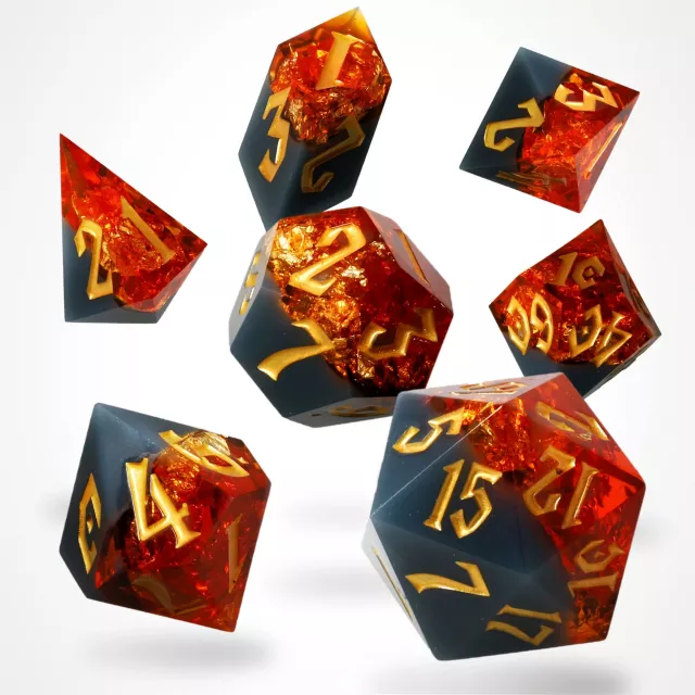 Kostky Volcanic Amber Resin - RPG Dice Set (7 ks)