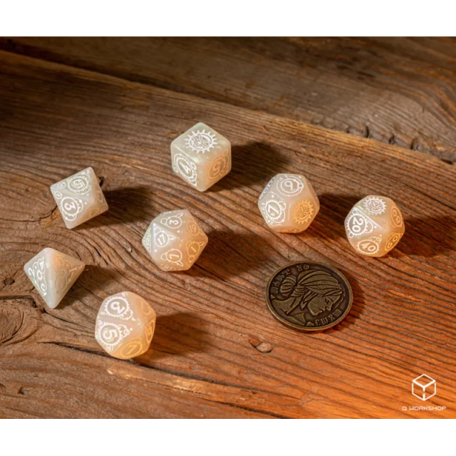 Kostky Zaklínač - Ciri (mlhově-bílé)