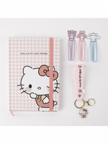 Dárkový set Sanrio - Hello Kitty (zápisník, klíčenka, záložky)