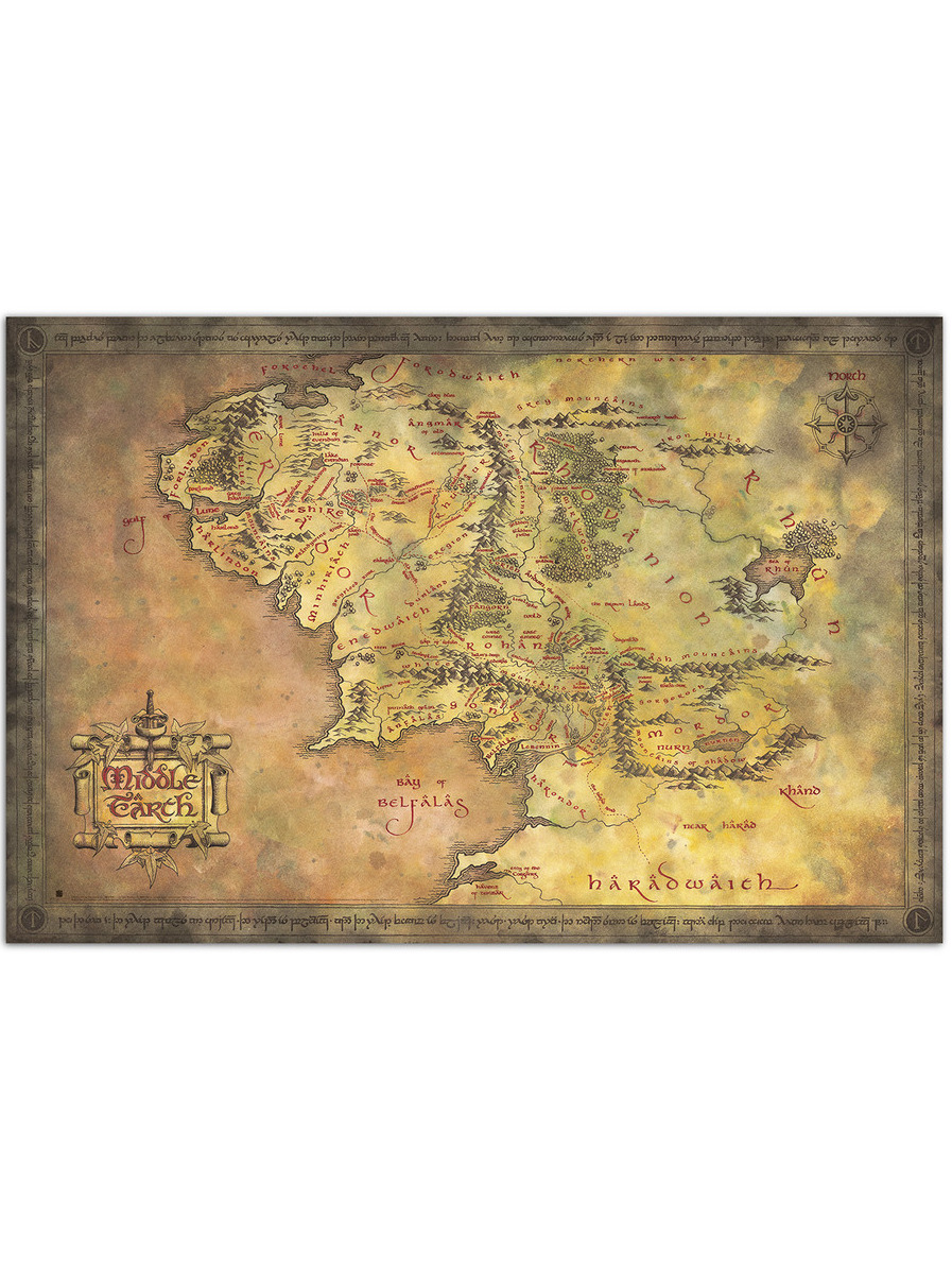 Grupo Erik Plakát Lord of the Rings - Middle Earth Map