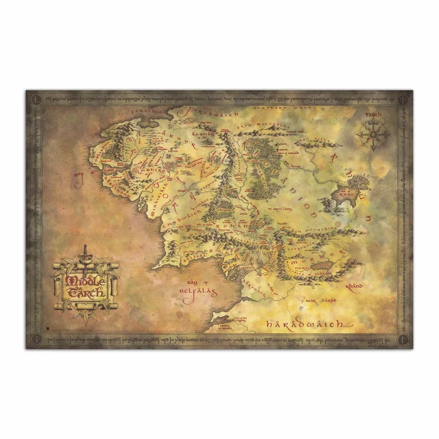 Plakát Lord of the Rings - Middle Earth Map