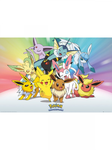 Plakát Pokémon - Eevee Evolution and Pikachu