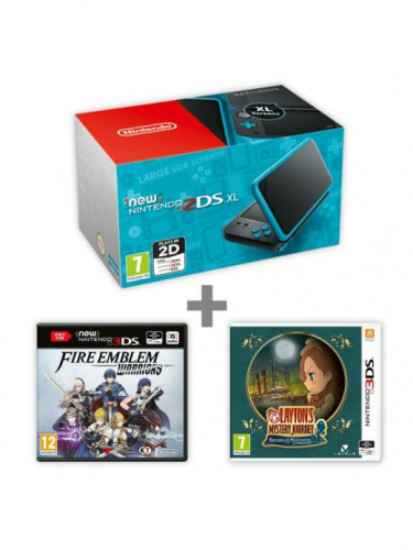 Konzole New Nintendo 2DS XL Black & Turquoise + FE: Warriors + Laytons MJ (3DS)