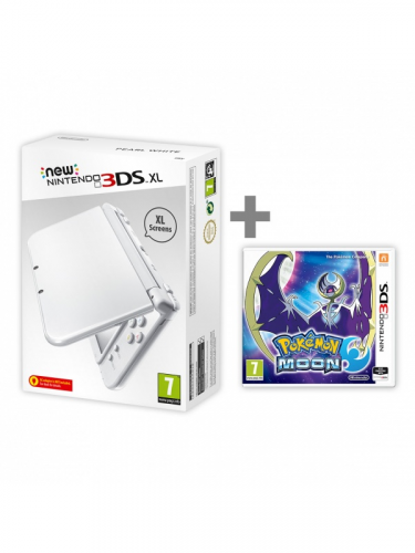 Konzole New Nintendo 3DS XL Pearl White + Pokémon Moon (WII)