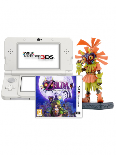 New Nintendo 3DS White + The Legend of Zelda: Majoras Mask + figurka 3DS (WII)