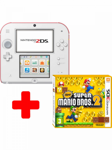 Nintendo 2DS White and Red + New Super Mario Bros 2 3DS (WII)