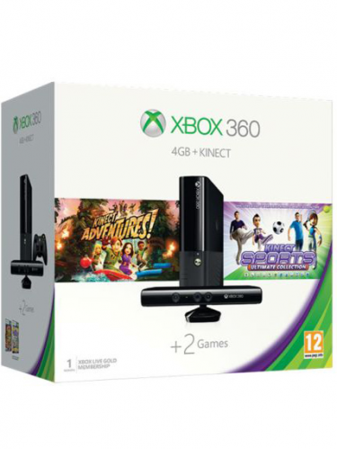 Xbox 360 4GB + Kinect + Kinect Adventures + Kinect Sports Ultimate (X360)