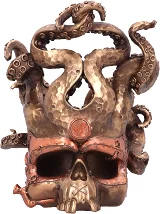 Stojan na lahev - Tentacled Steampunk Skull