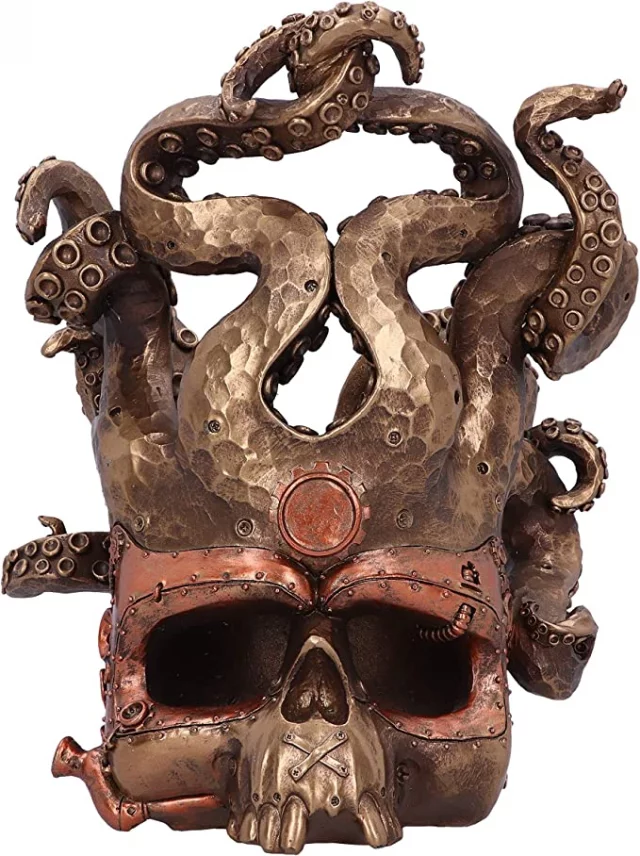 Stojan na lahev - Tentacled Steampunk Skull