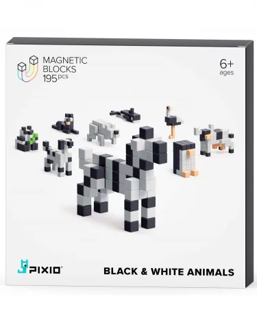 Magnetická stavebnice PIXIO - Black and White Animals (Story Series)