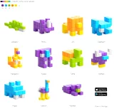 Magnetická stavebnice PIXIO - Mini Safari (Story Series)