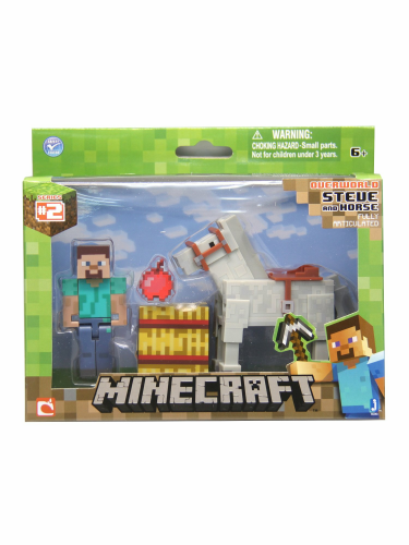 figurka Minecraft Overworld - Steve s koňem (bělouš)