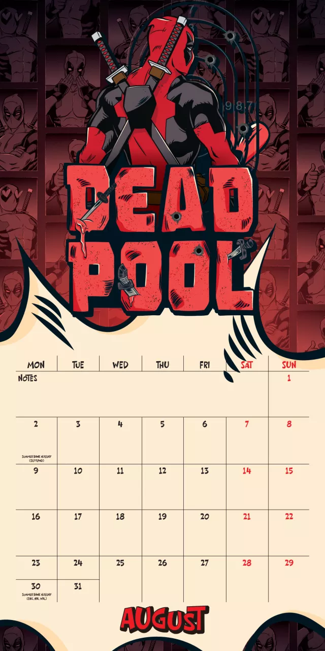 Kalendář Deadpool 2027 - Marvel