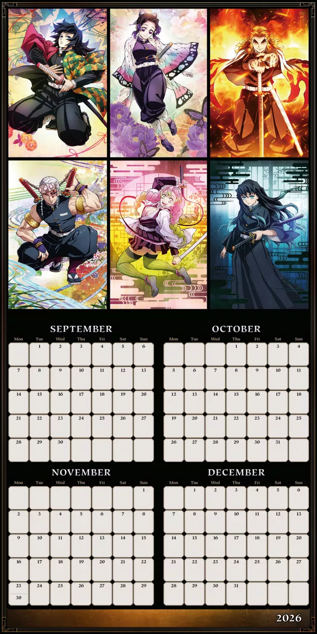 Kalendář Demon Slayer 2027 - Anime