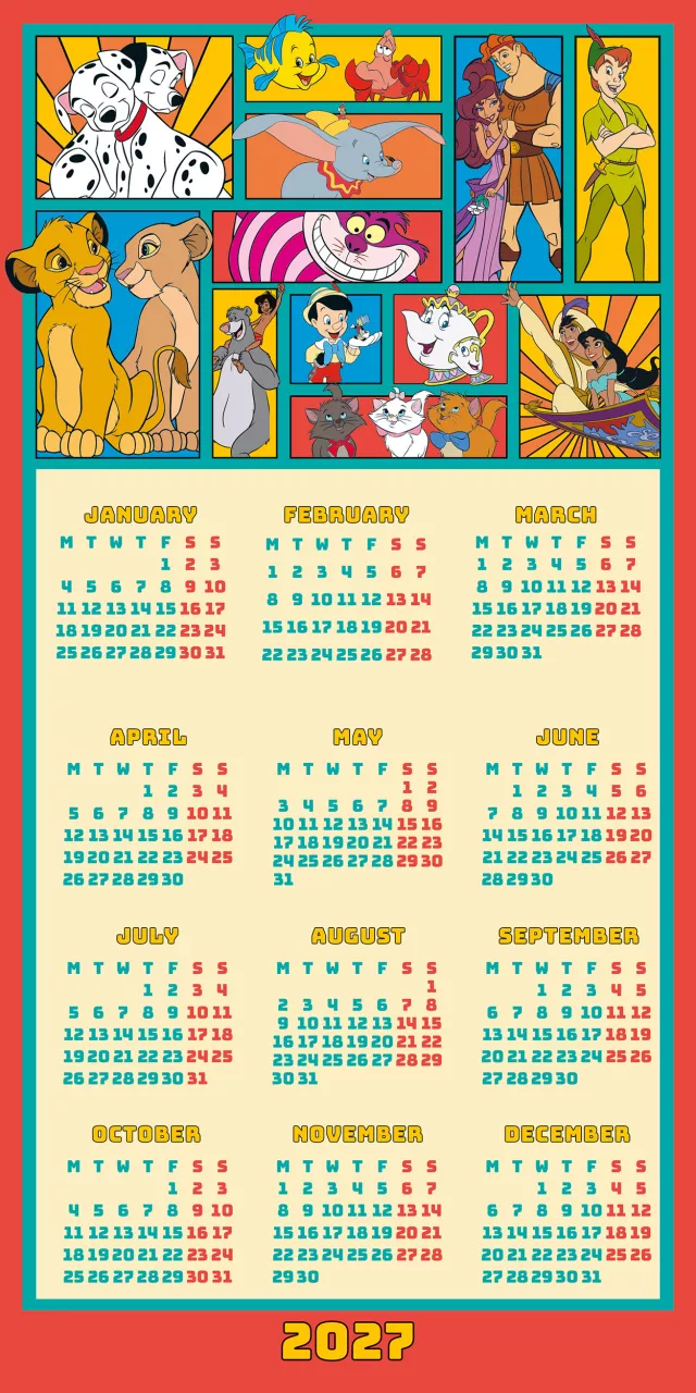 Kalendář Disney Classics - Family Organiser 2027 (+ samolepky) - Disney pohádky