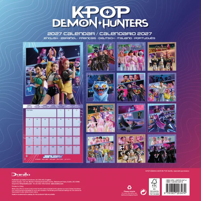 Kalendář KPop Demon Hunters 2027 (16 měsíců, multi-language)